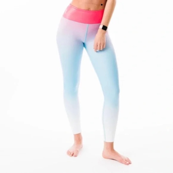 Zyia Active Firecracker Light N Tight 7/8 Leggings High Rise Pink Blue White 6-8 - Picture 2 of 11